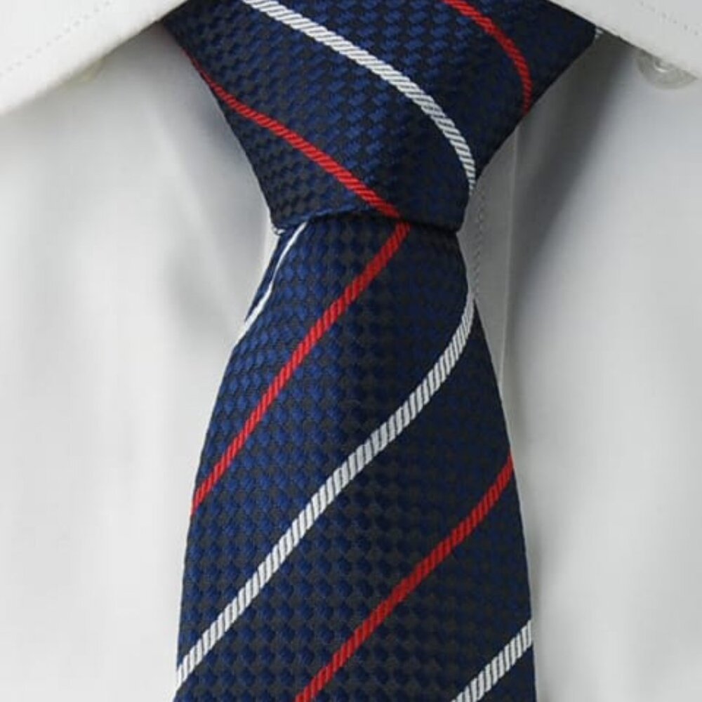 Navy Striped Necktie 2.5" W x 58"L
